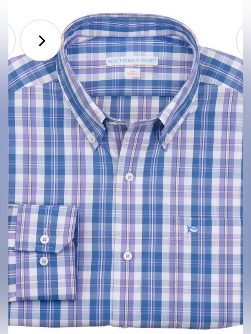 Southern Tide North Lagoon Plaid Tailored Sport Shirt – Orchid – Size Large